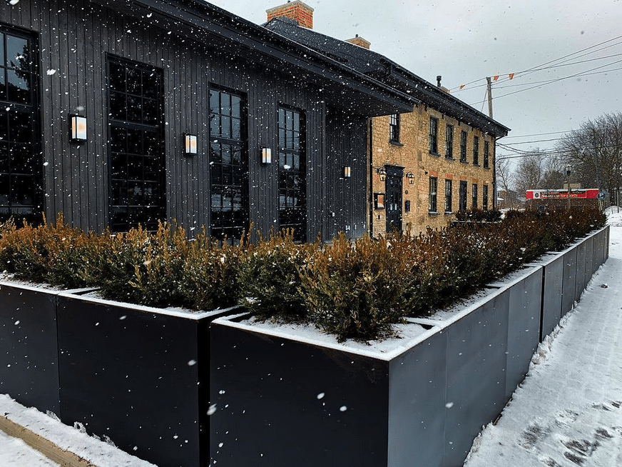 planters outside in winter